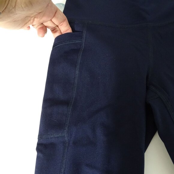 Jockey Performance Crop Legging Women Size S 360 High Rise Stretch Navy Blue NEW - Picture 2 of 11